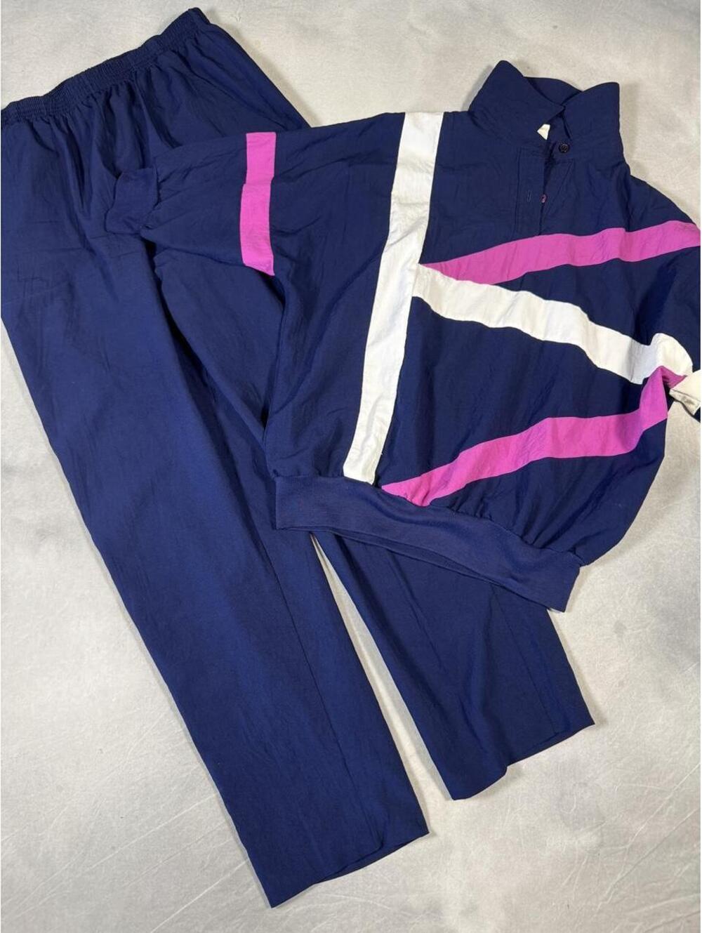 Vintage 80s Centre Pointe Colorblock Windbreaker 2-piece Tracksuit Set, Made USA